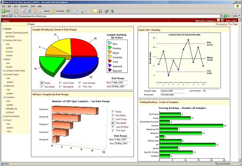 screenshot of WinLIMS.NET Forms Client